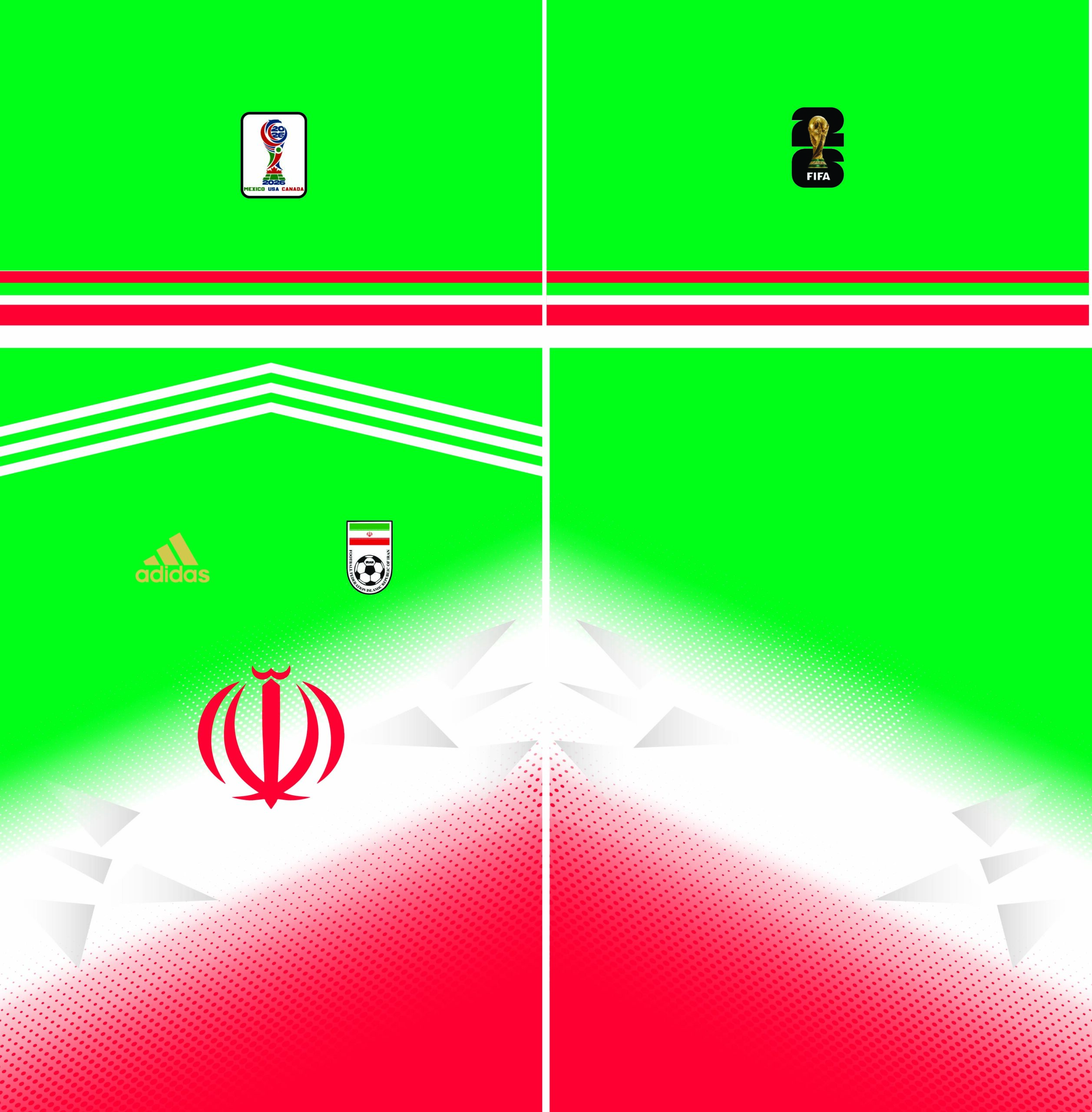 2026 World Cup Iran Jersey - Green Red Gradient Football Kit