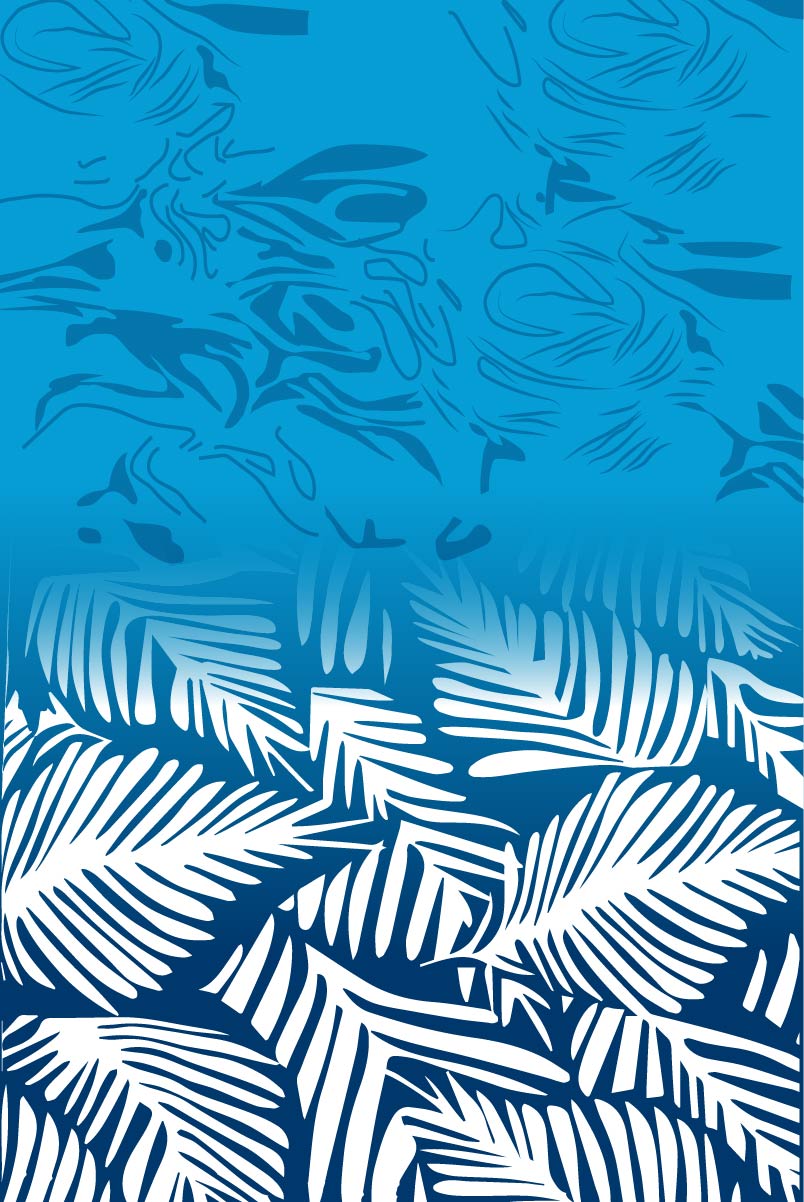 Blue Gradient Tropical Palm Leaf Pattern Design SK-183