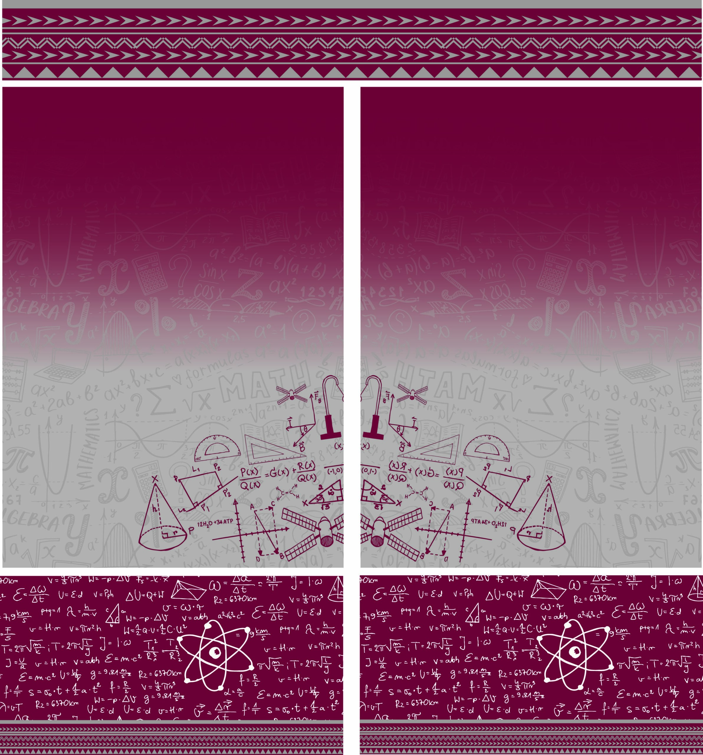 Maroon Grey Math Science Formula Pattern Jersey Design- SK-24